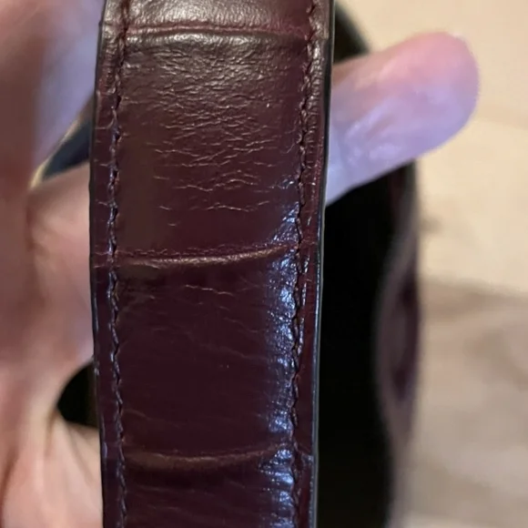 Furla Dark Red Croc-Embossed Shoulder Bag - Picture 8 of 9